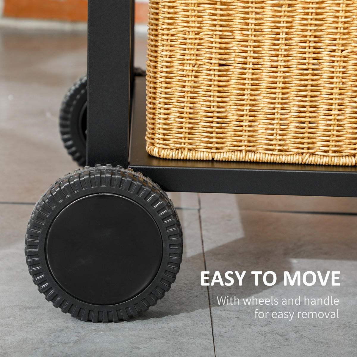 HOLZKOHLEGRILL - Schwarz, Metall (64/114/120cm) - Outsunny