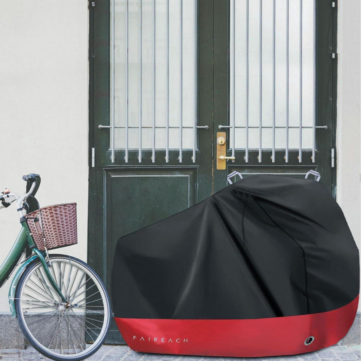 ABDECKPLANE Fahrrad Wasserdicht 200 x 110 x 70 cm Schwarz+Rot - Multicolor, Textil (110/70/200cm)