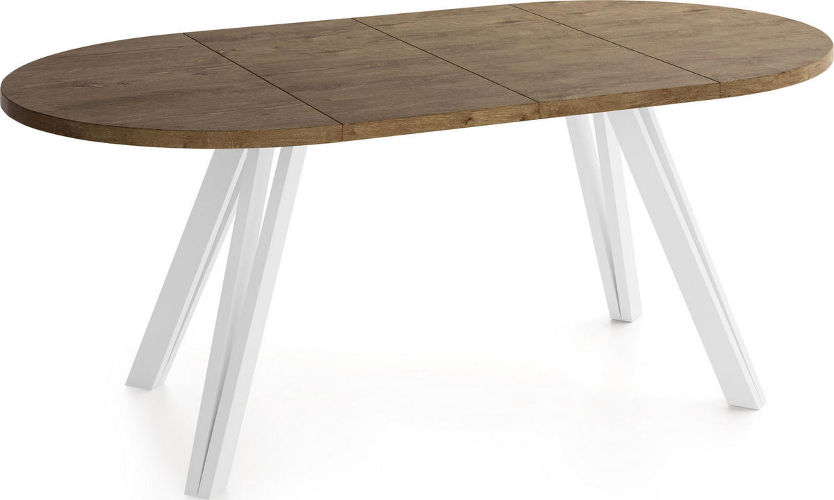 ESSTISCH Ravero runder ausziehbarer, Eiche Braun Rustikal 100-180/100/77 cm - Alteiche/Braun, Holz/Holzwerkstoff (100/180/76.5cm) - WFL GROUP