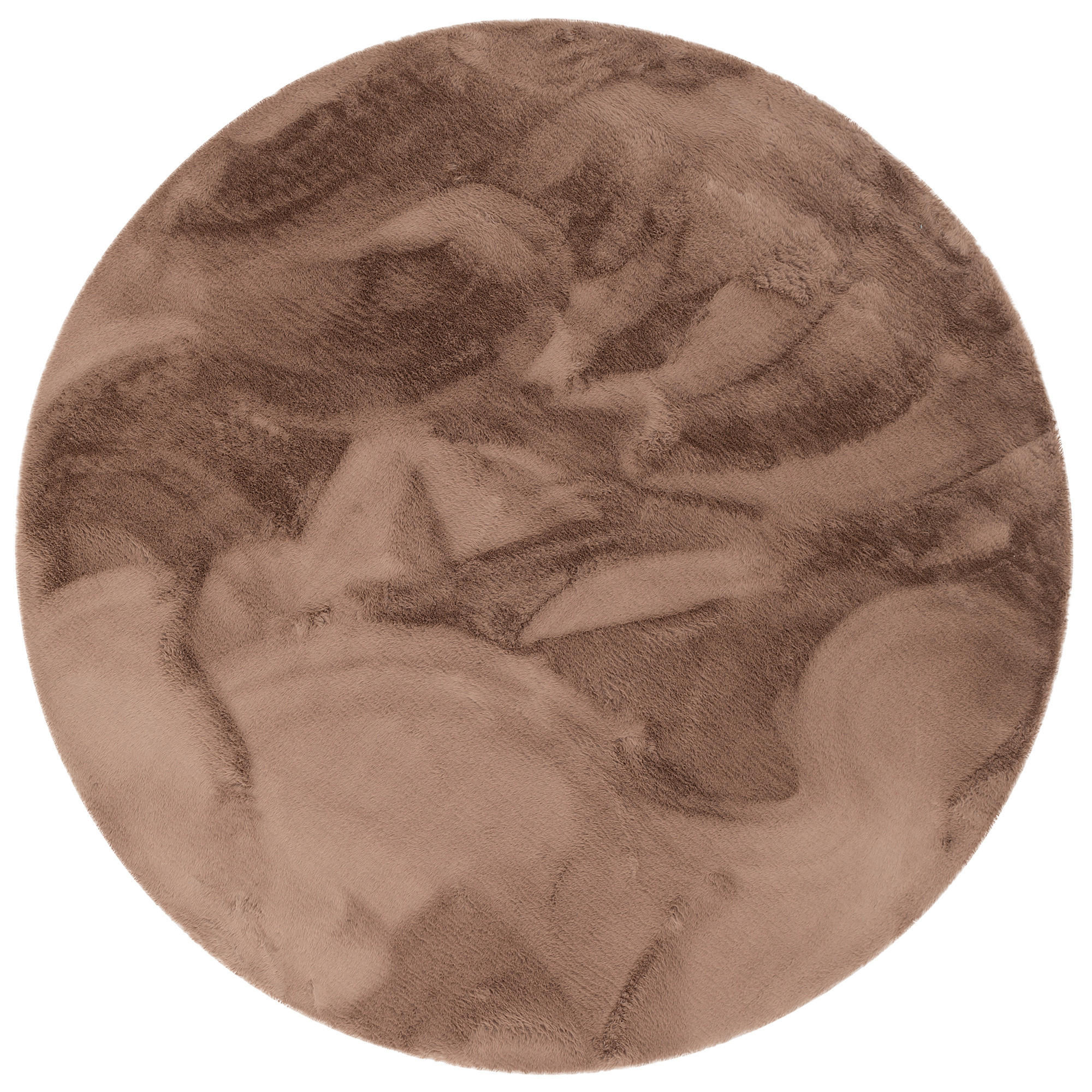 FELLTEPPICH LUXUS SUPER SOFT PLUSH RUND - Braun, Textil (160/160cm) - Pergamon