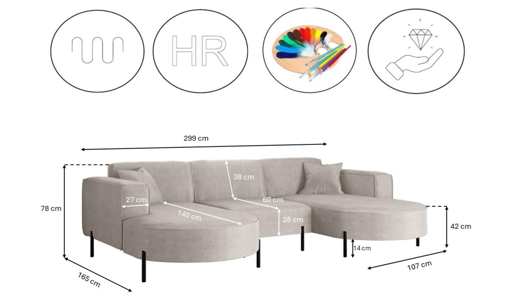 Thumbnail - Kaiser Möbel Ecksofa, Hellgrau, Holz, 299x165 cm, Wohnzimmer, Sofas & Couches, Wohnlandschaften, Ecksofas