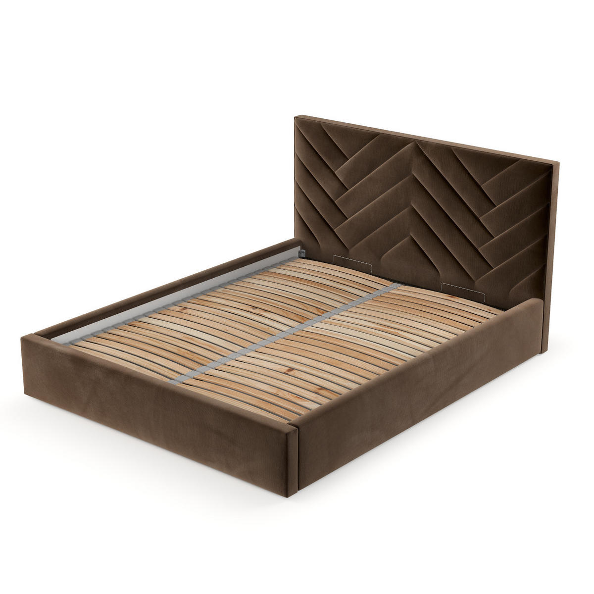 POLSTERBETT Arco 180/200 cm Braun im Kronos Stoff - Schwarz/Naturfarben, Holz/Holzwerkstoff (180/200cm) - AltaBeds