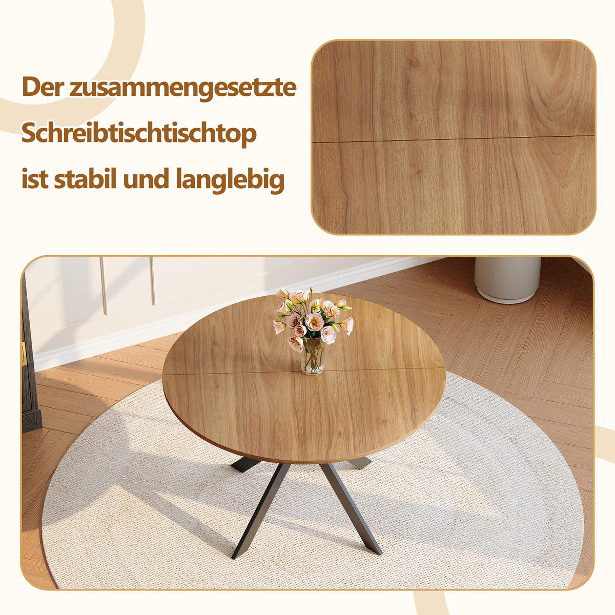 ESSTISCH Nussbaumoptik/Schwarz 110/110/76 cm - Schwarz, Holz (110/110/76cm) - PANGIVO