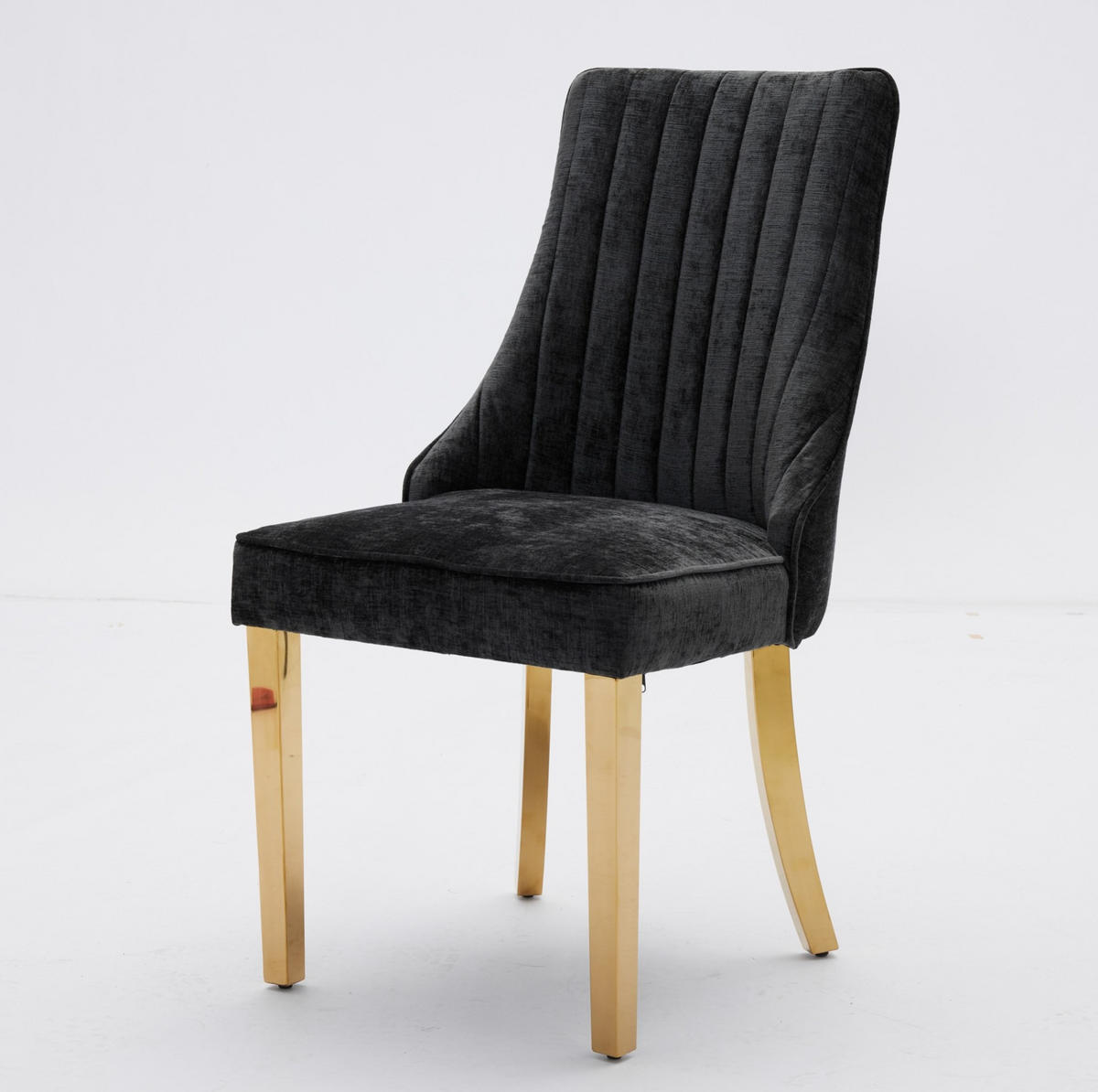 ESSZIMMERSTÜHLE mit hoher Rückenlehne Chenille Schwarz 2er-Set - Schwarz, Metall (50/95/65cm) - Meubliv