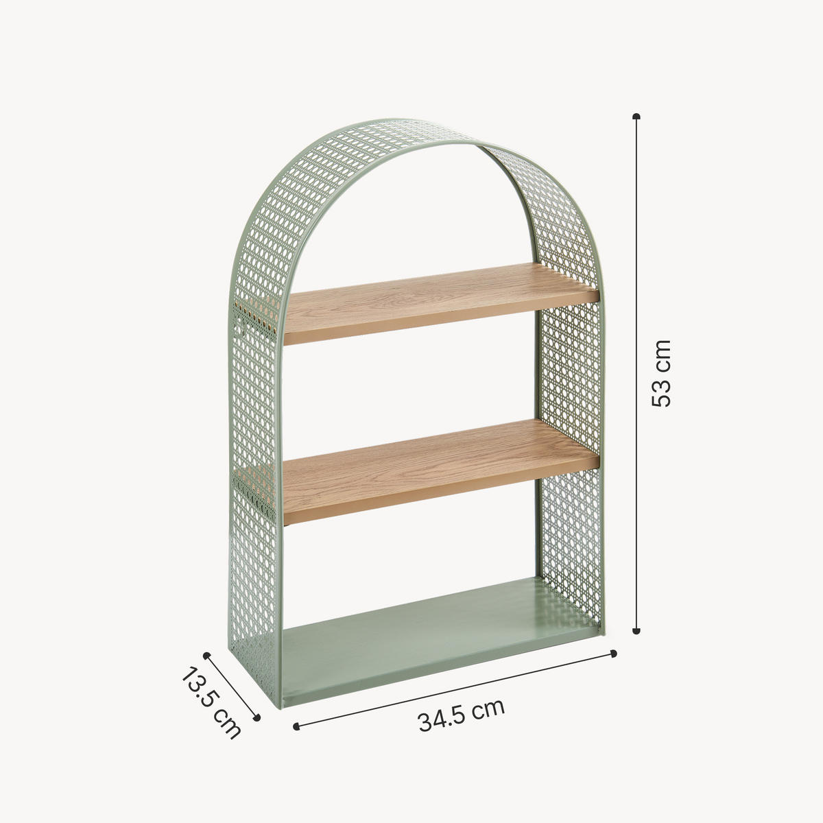 WANDREGAL Jäller II. - Grün, Holzwerkstoff/Metall (34.5/53/13.5cm) - [en.casa]