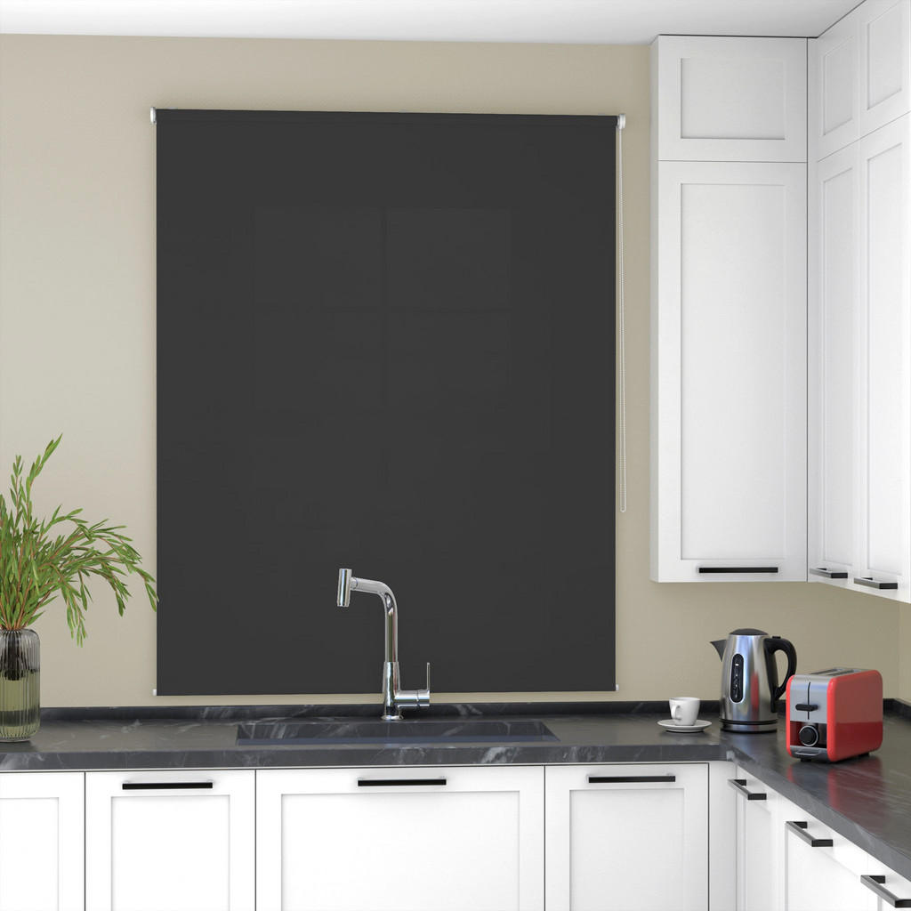 Thumbnail - Deco-Raum Rollo, Schwarz, Textil, Uni, Füllung: Polyester, Rechteckig, 55x150x150 cm, Wohntextilien, Rollos & Jalousien,...