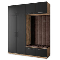 GARDEROBENSCHRANK REMA 200/240/60 cm Modern Garderobe-Set Eiche Lefkas - Eichefarben/Schwarz, Holzwerkstoff (200/240/60cm) - MASSENO