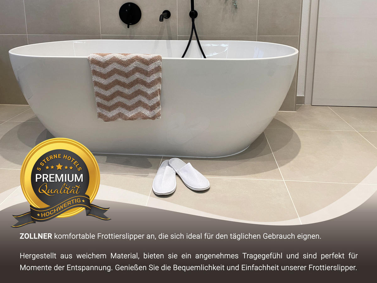FROTTIERSLIPPER, 10er-Set, Universalgröße, 100% Polyester, Weiß - Weiß, Textil (5/1/29cm) - Zollner