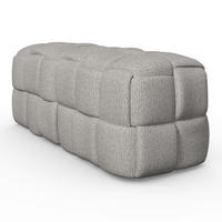 HOCKERBANK Ella Grau Bouclé Gepolstert - Grau, Holz (110/45/45cm)