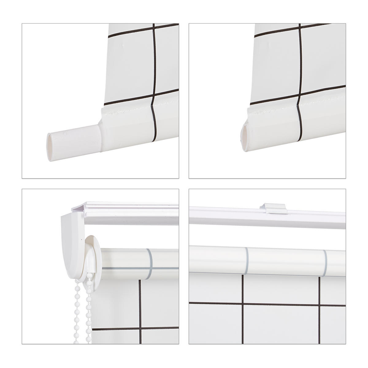 DUSCHROLLO - Weiß, Kunststoff/Metall (120/4.5cm) - Relaxdays