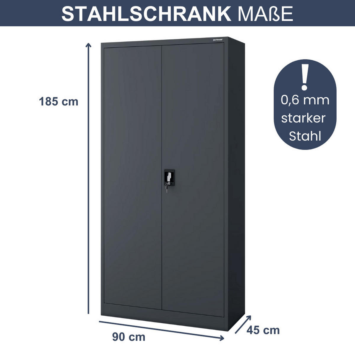 MEHRZWECKSCHRANK Metall abschließbar REKL 185x90x45cm Anthrazit - Anthrazit, Metall (90/185/45cm) - DELUKE
