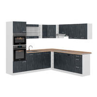 ECKKÜCHE IN L-FORM R-Line Schwarz Beton/Weiß 237 x 247 cm AP Eiche - Schwarz/Weiß, Holzwerkstoff (247/81.6/60cm) - Vicco