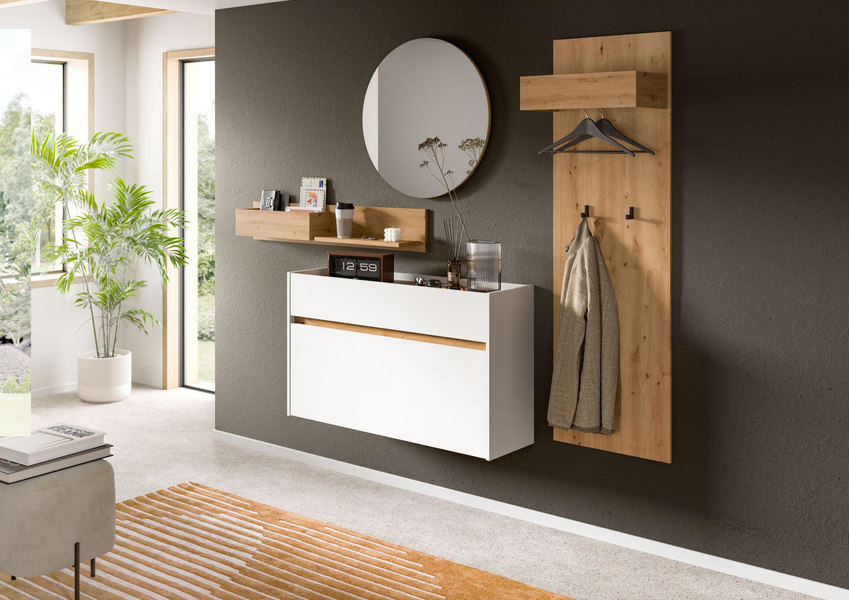 GARDEROBE Flow 4-tlg. (B/H/T: ca. 205/197/32 cm) in Weiß/weiß - Weiß, Holzwerkstoff (205/197/32cm) - Homes & Jones