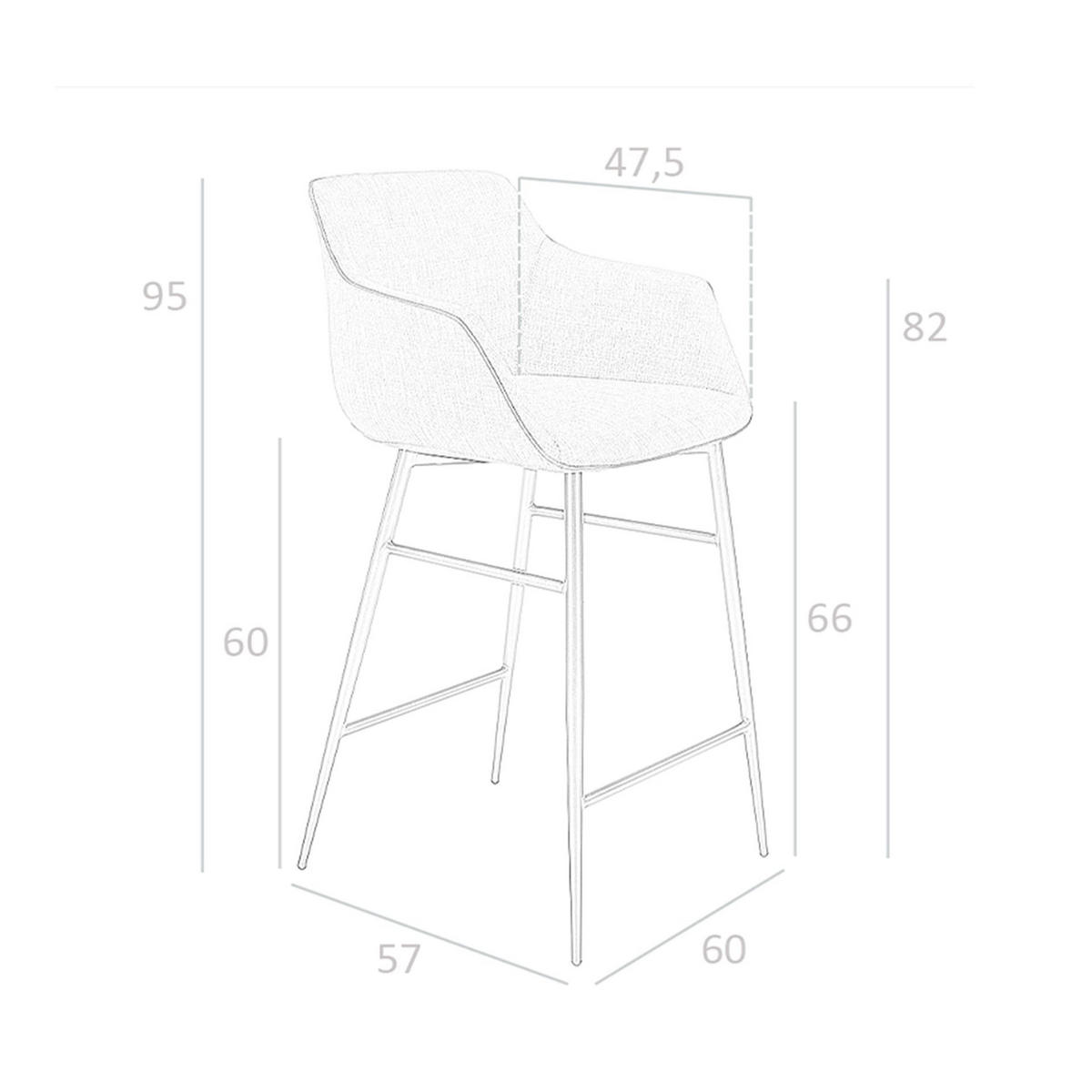 BARHOCKER Hocker aus grauem Stoff 60/57/96 cm - Schwarz/Grau, Textil/Metall (60/96/57cm) - ANGEL CERDA