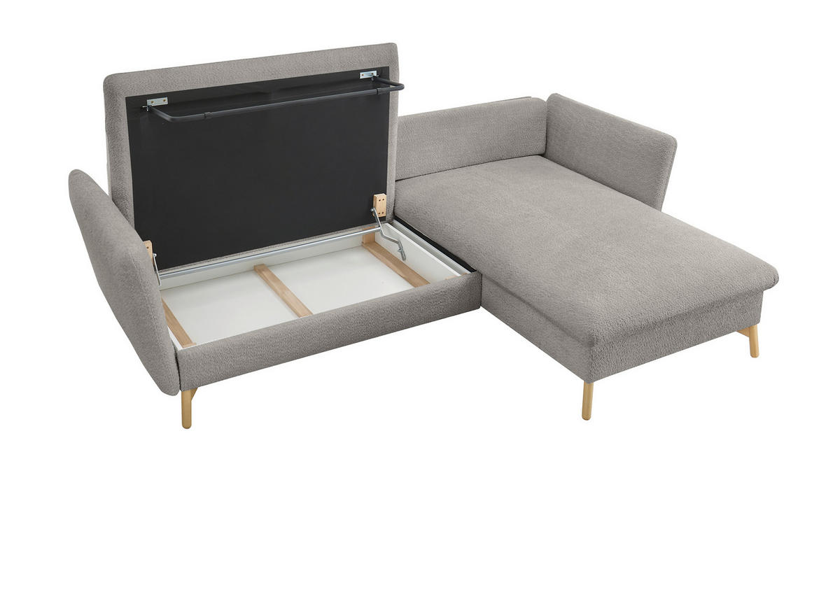 ECKSOFA S11 Ambriamo Hellgrau 258/91/167 cm Recamiere rechts - Hellgrau, Textil (258/167cm) - Livojo