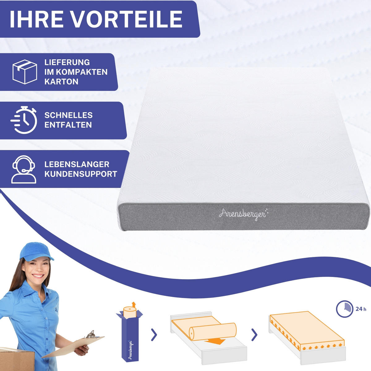 GELSCHAUM Matratze LINA – 11 cm 100x200cm - Grau, Textil (100/200cm) - Arensberger