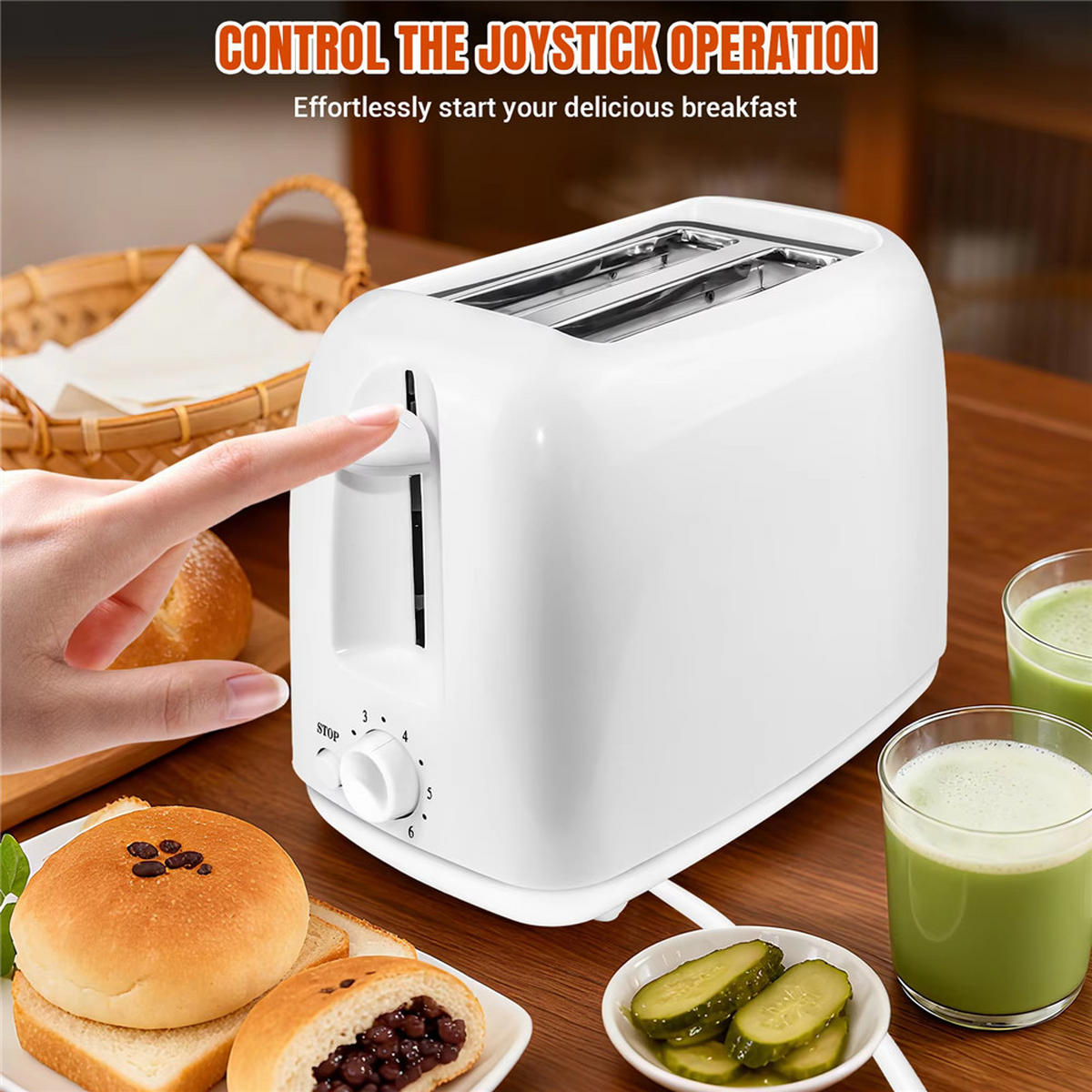 TOASTER 2 Scheiben 6 Modi 230V Sandwich Maker Frühstücksgerät - Weiß, Kunststoff (24/17/11cm) - Kaket