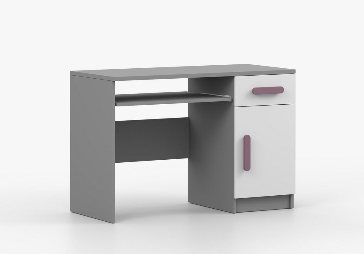 JUGENDZIMMER Elora in Grau und Weiß – 6-teiliges Set – Grifffarbe Erika - Grau, Holzwerkstoff (80/200/120cm)