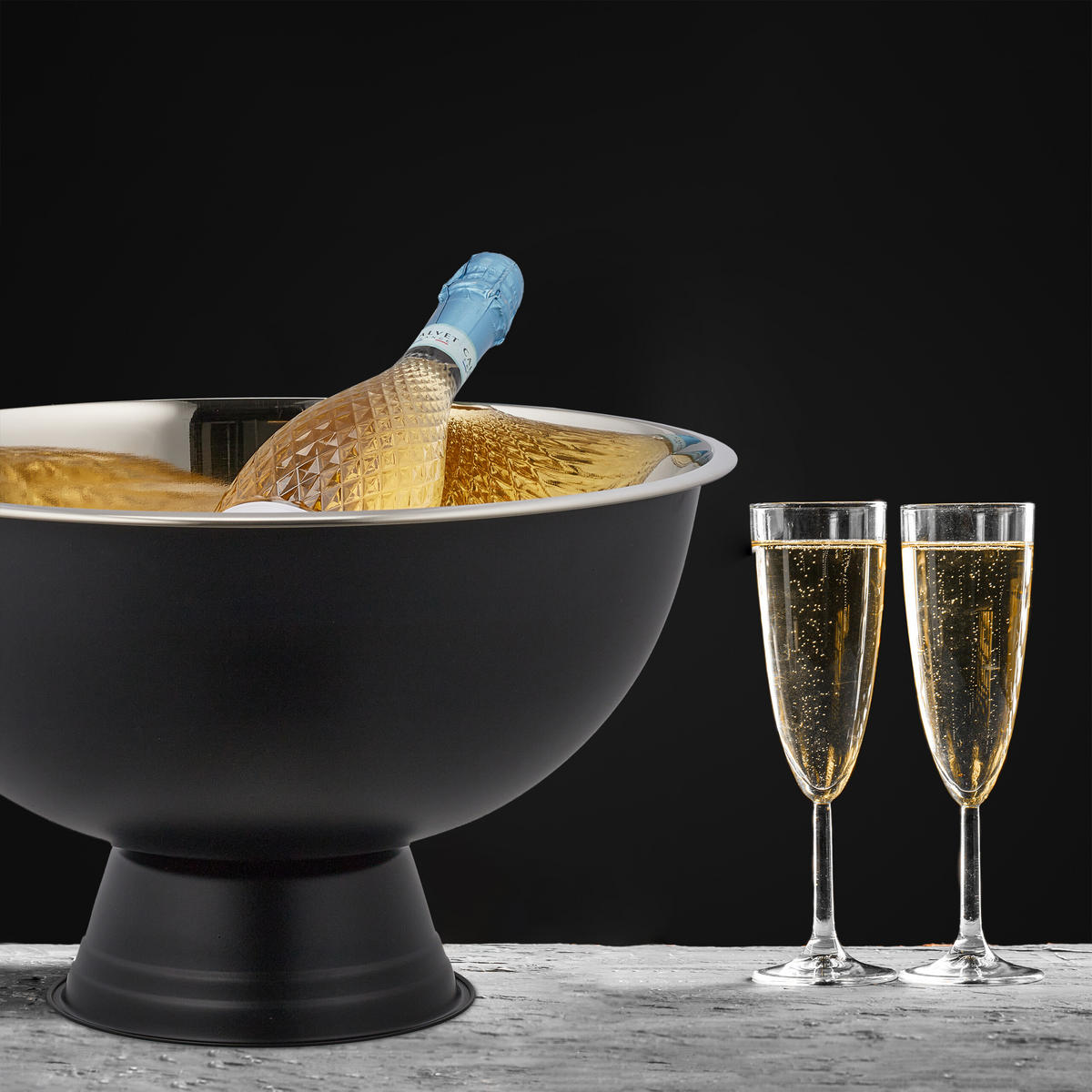 SEKTKÜHLER - Schwarz, Metall (40/23.5cm) - Relaxdays