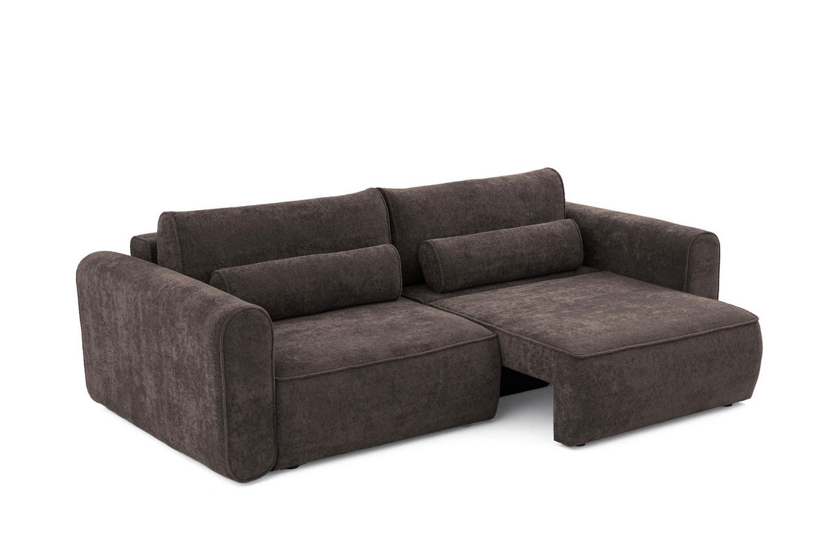 ECKSOFA Motion mit Schlaffunktion Funktional 3-sitzer Sofa - Braun, Textil (250/120cm) - Muffo