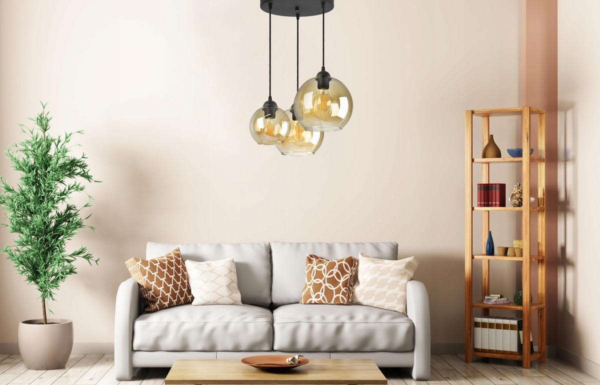 PENDELLEUCHTE HAGEN - Transparent/Schwarz, Glas/Metall (45/45/80cm) - kiki design