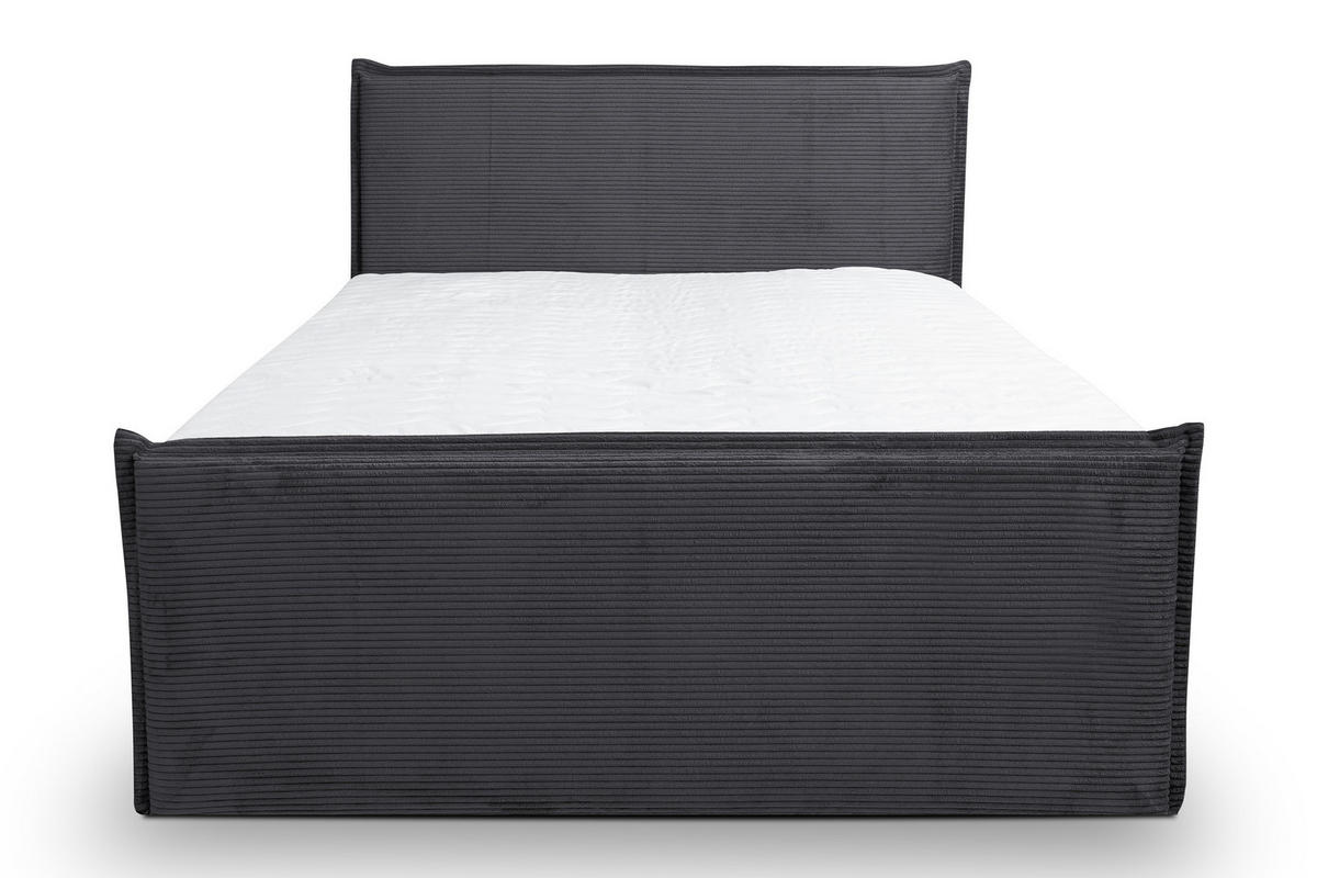 BOXBETT Vanessa mit 2 Bettkästen, 180x200, Farbe: Grau, Cordstoff, mit Bonell-Matratze inkl. Topper - Grau, Holz/Kunststoff (180/200cm) - VENASI MÖBEL