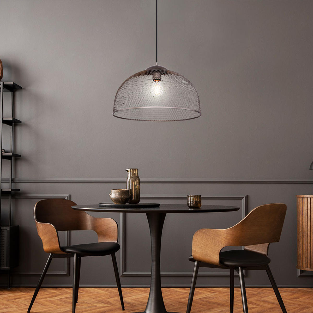 HÄNGELEUCHTE MONIGA Silber Chrom dunkel - Silberfarben, Metall (40/40/150cm) - Globo Lighting