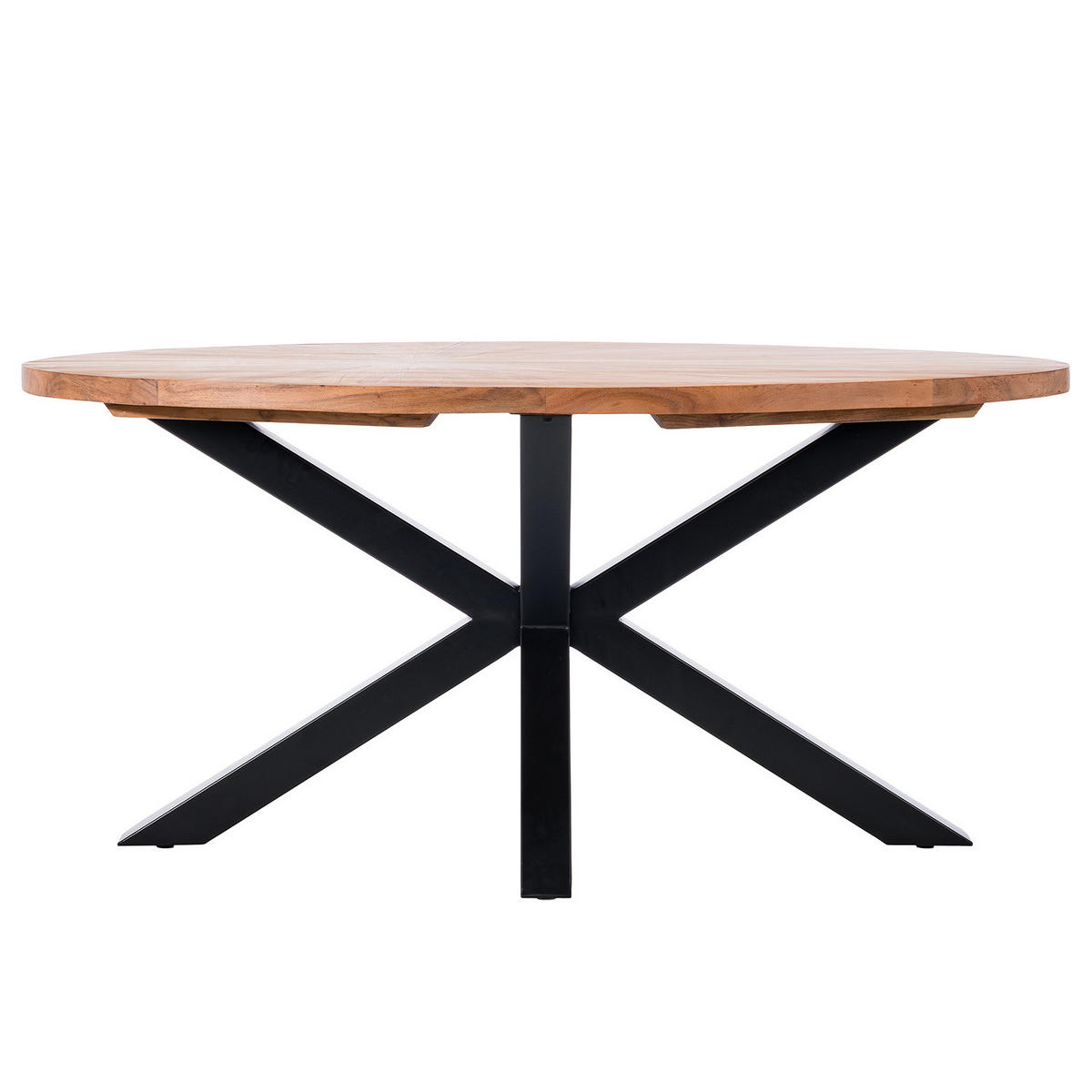 ESSTISCH mit Massivholzplatte - Akazie massiv / Eisen - Akazie Braun / Schwarz - Akaziefarben, Holz/Metall (90/160/76cm) - home24