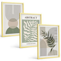 BILDER SET 3er Set - 40x60 cm Goldrahmen - Botanische Boho-Abstraktionen - Goldfarben, Kunststoff (40/60cm) - TULUP