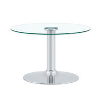 COUCHTISCH DE-37356 rund mit Glasplatte und Metallgestell Silber - Silberfarben, Metall (70/70/45cm) - ComfortXL