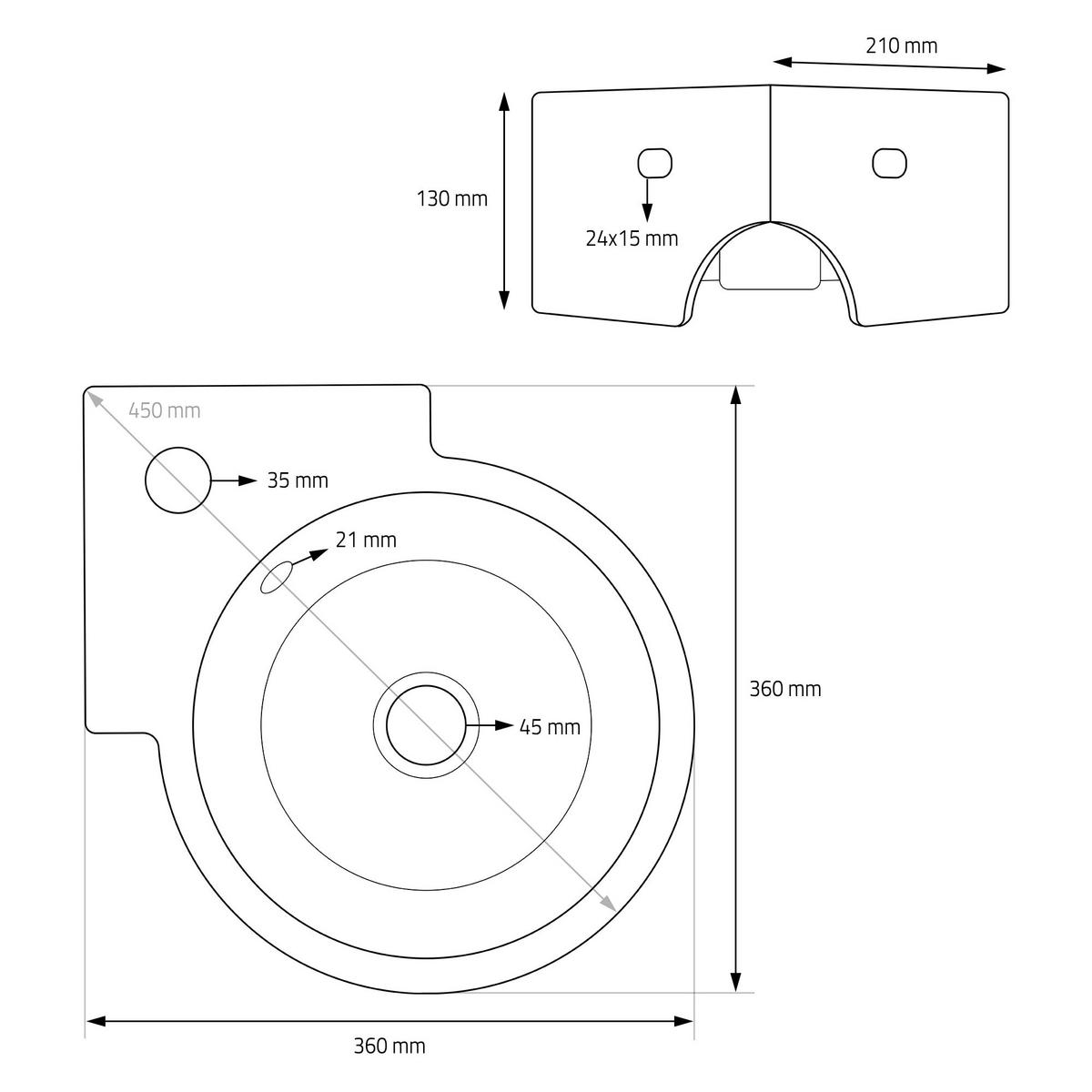WASCHBECKEN - Weiß, Keramik (36/13/45cm) - ML-DESIGN