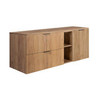 BADEZIMMER-SET, 57×46×140 cm, Eiche Craft, schwarzer Griff - Braun, Holzwerkstoff (140/57/46cm) - 3XE LIVING