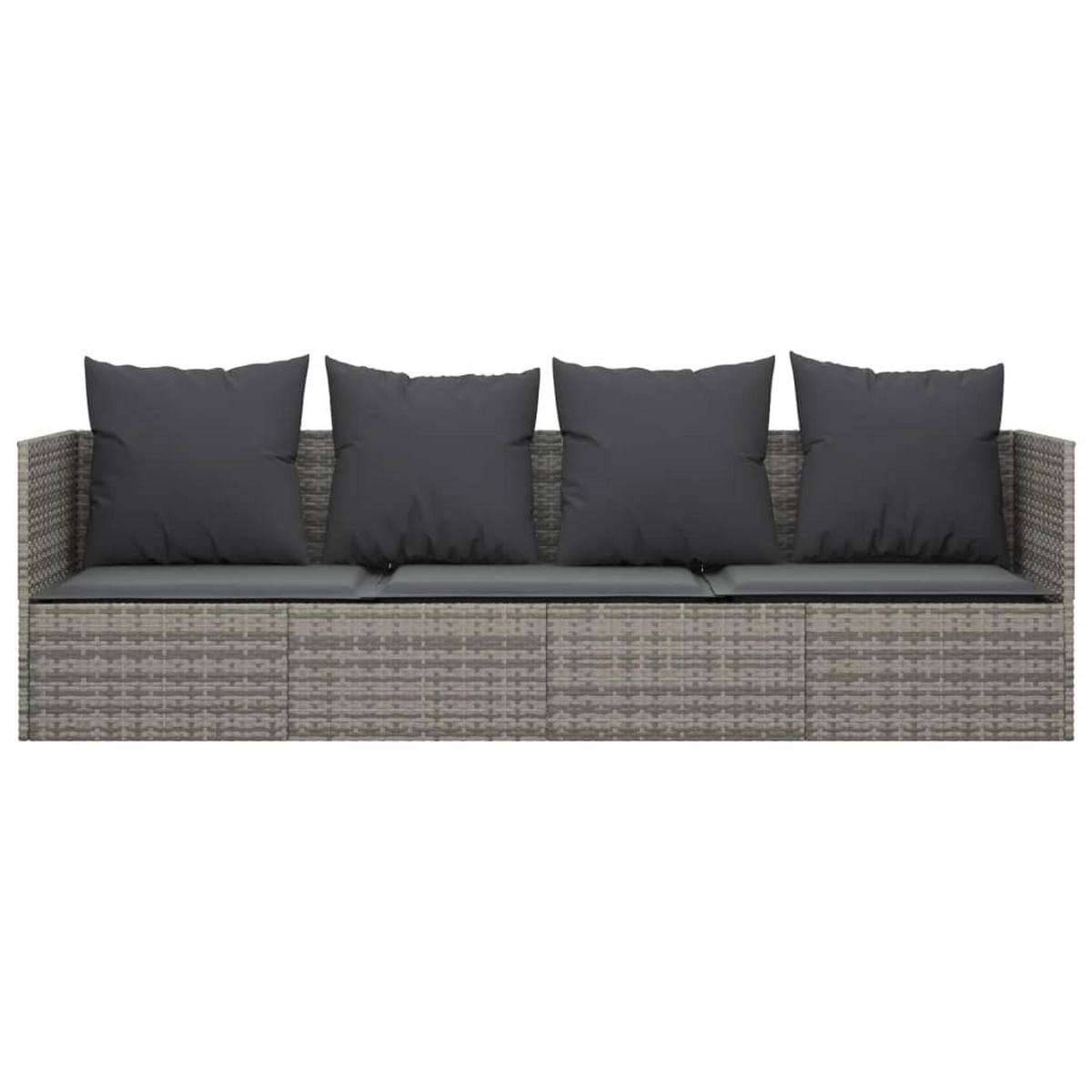SONNENLIEGE mit Kissen, verstellbar, 203/58/56 cm, aus Poly Rattan, Grau und Dunkelgrau - Grau, Kunststoff (58/56/203cm) - vidaXL
