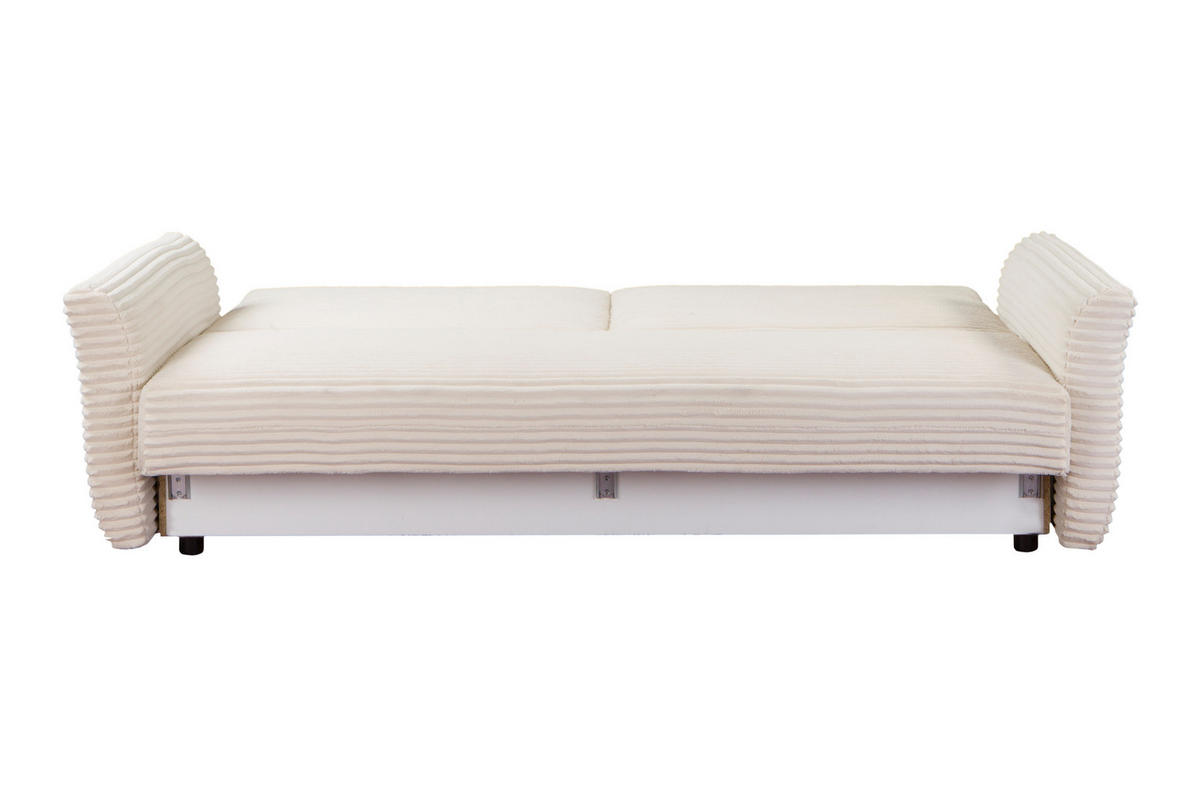 BETTSOFA ILANO Creme Kordstoff mit Schlaffunktion - Creme, Textil (108/92/240cm) - MASSENO