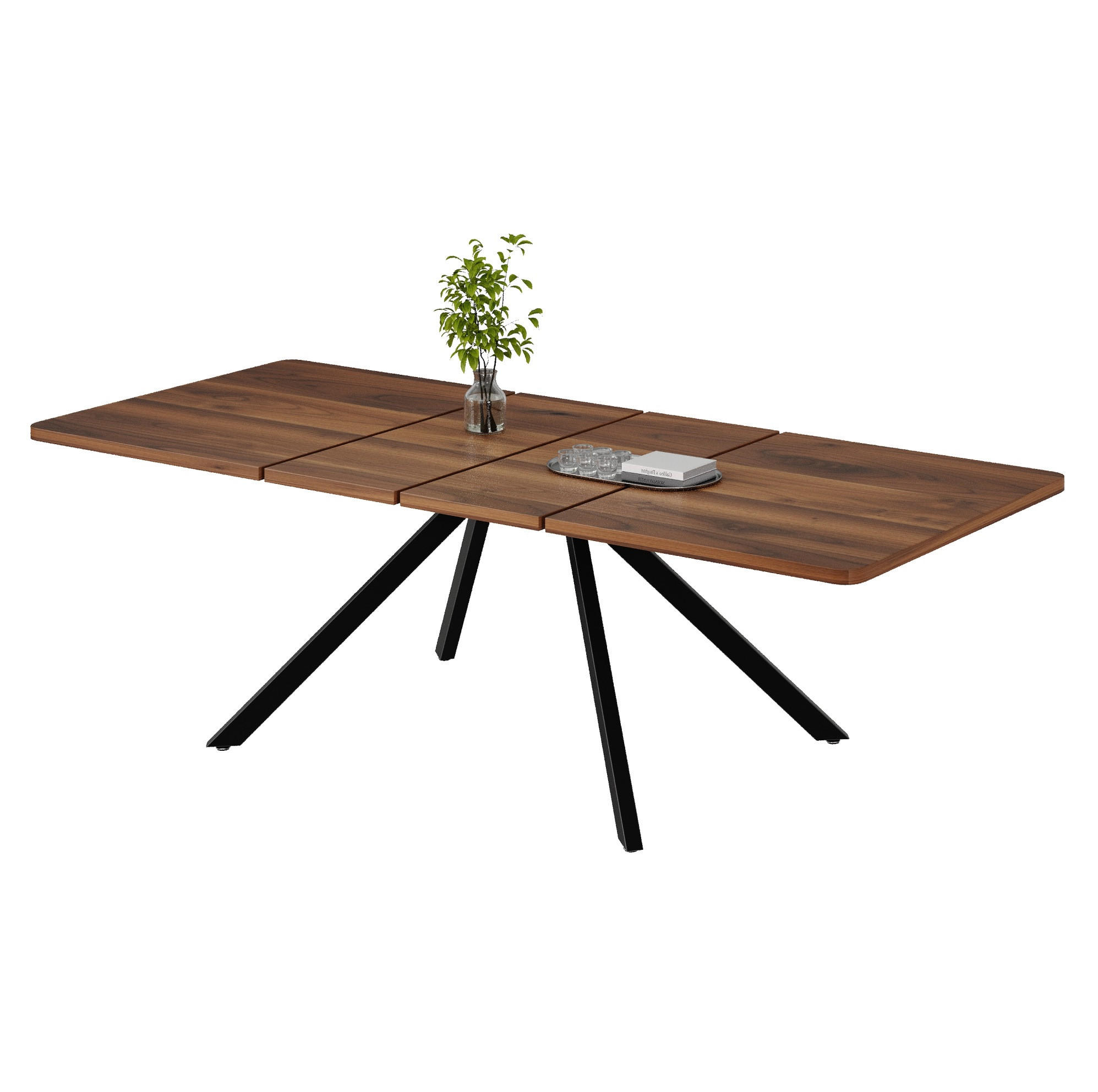 ESSTISCH 160/200/240/90 cm ausziehbar, für 6-10 Personen mit Metallbeinen und MDF-Tischplatte, Walnuss - Walnussfarben, Holzwerkstoff (240/90/74.5cm) - Redom