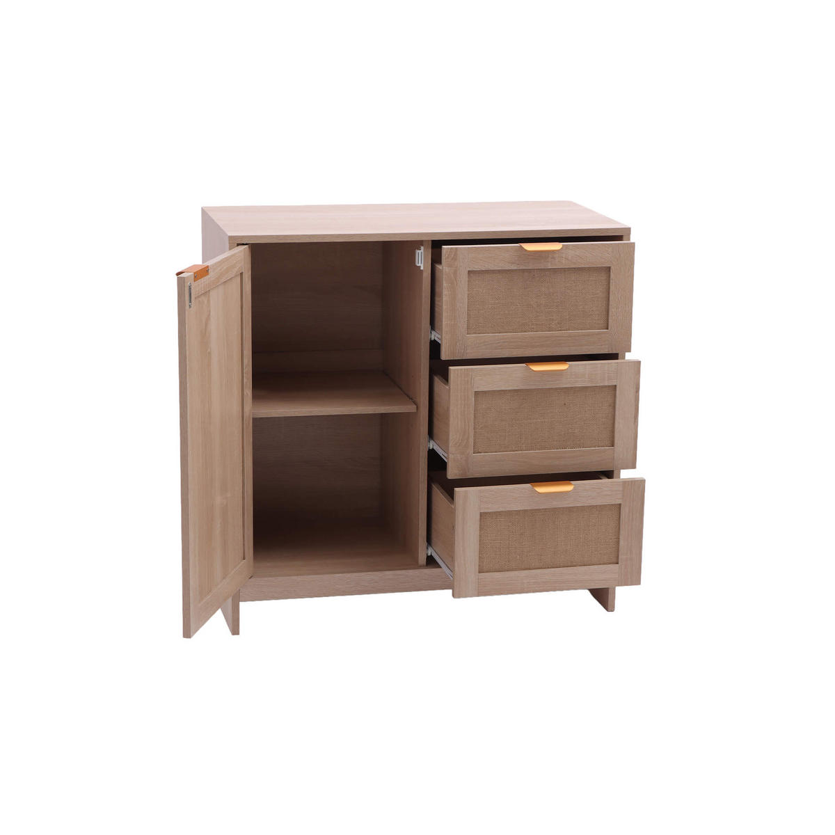 KOMMODE mit Tür 3 Schubladen Helles Holz 80/40/80 - Braun, Holz (80/80/40cm) - Mobili Rebecca