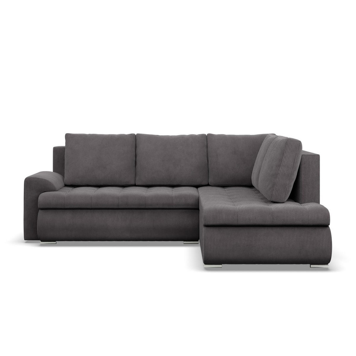 ECKSOFA RECHTS MIT SCHLAFFUNKTION FORESTA, Cord - Dunkelgrau - Dunkelgrau, Textil (230/200cm) - Mebligo