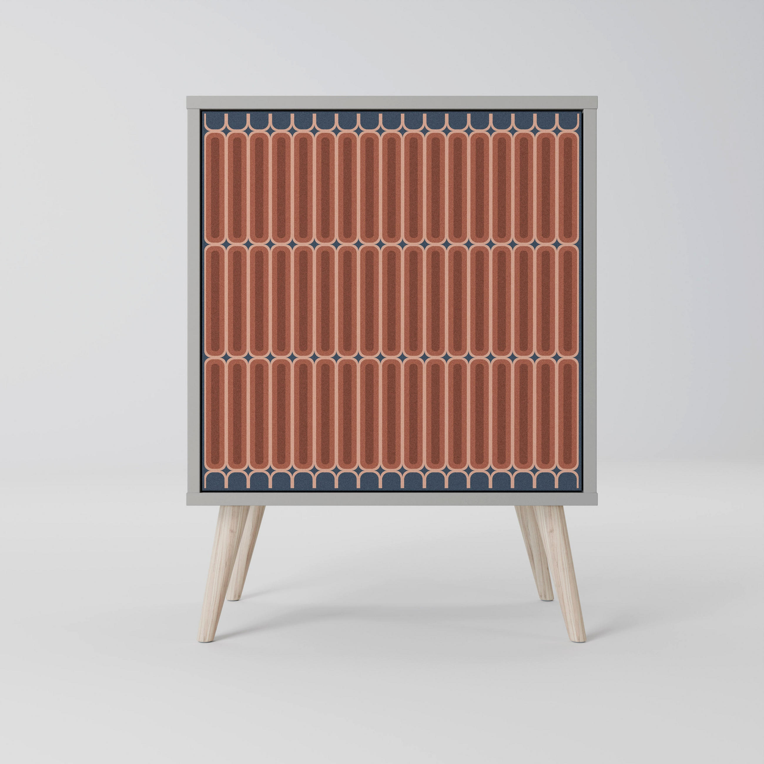 SIDEBOARD HYPNOTIC GATE, Grau, 57,5x42x77,5 cm, Schräge Buchenholzfüße - Buchefarben/Multicolor, Holzwerkstoff/Buchenholz (57.5/77.5/42cm) - SpaceRebels