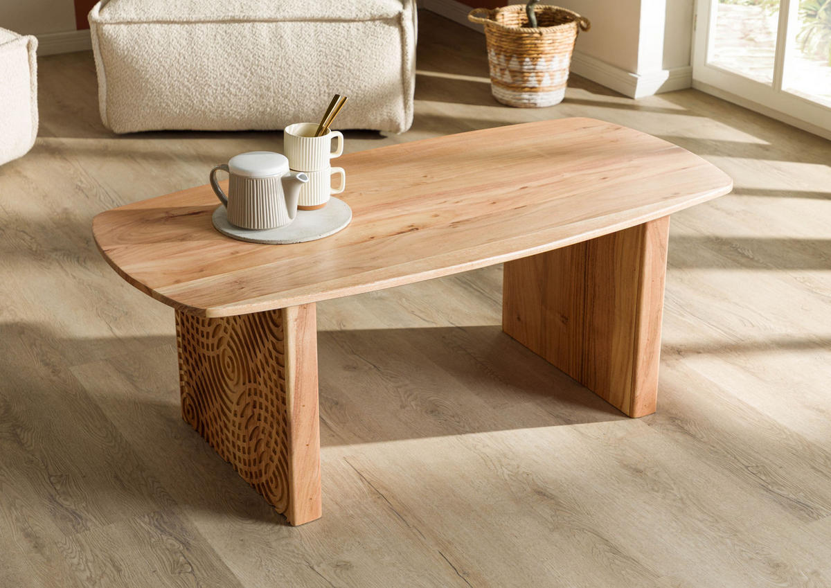 COUCHTISCH Akazie 120x60x45 natur lackiert MARRAKESCH #23 - Braun, Holz (120/60/45cm) - Massivmoebel24