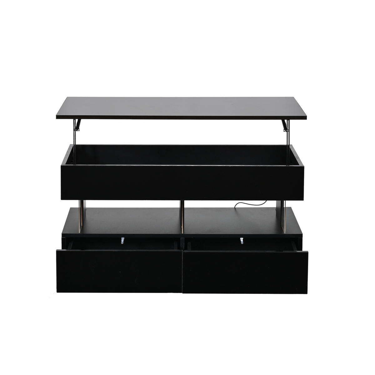COUCHTISCH höhenverstellbar 100 x 50 x 46 cm Schwarz - Schwarz, Holzwerkstoff (100/50/46cm) - Meubliv