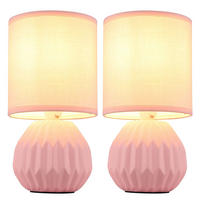 TISCHLEUCHTE Keramik Rosa Textil 2er Set - Rosa, Keramik (12/12/23cm) - Globo Lighting