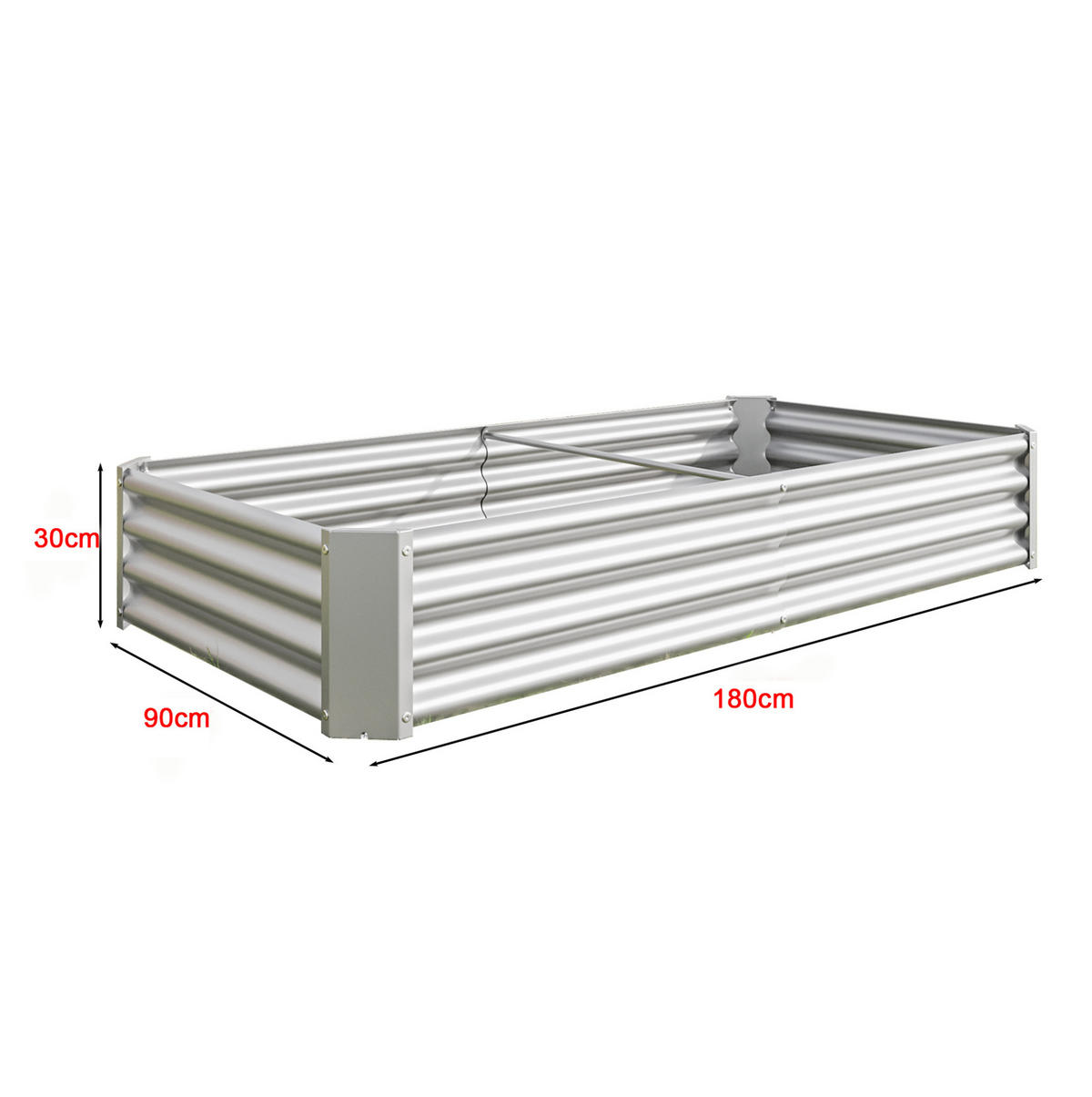 BLUMENKASTEN aus Metall 180x90x30 cm in Silber - Silberfarben, Metall (90/30/180cm) - Modfu
