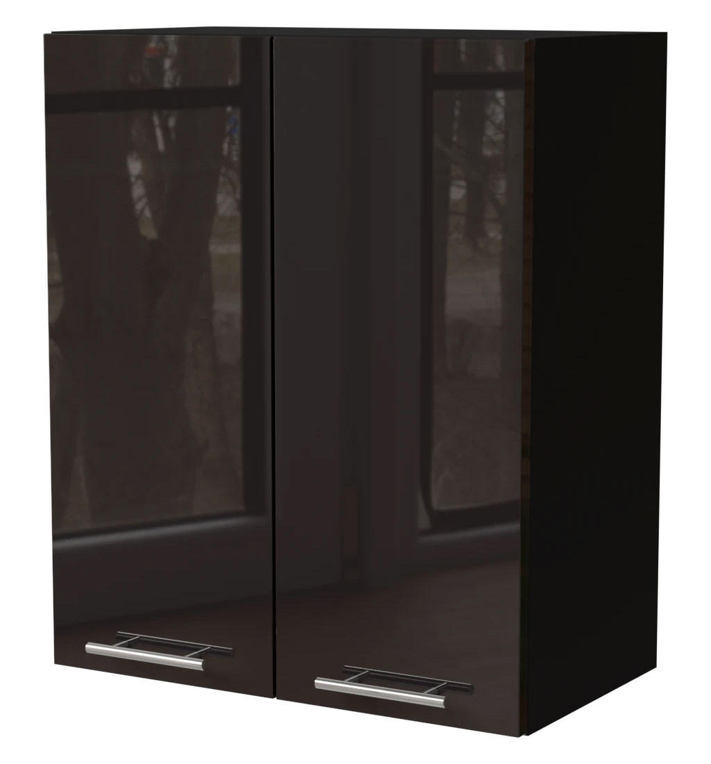 Feldmann-Wohnen Küchenhängeschrank Schwarz Hochglanz, Schwarz 60x72x32.5 cm