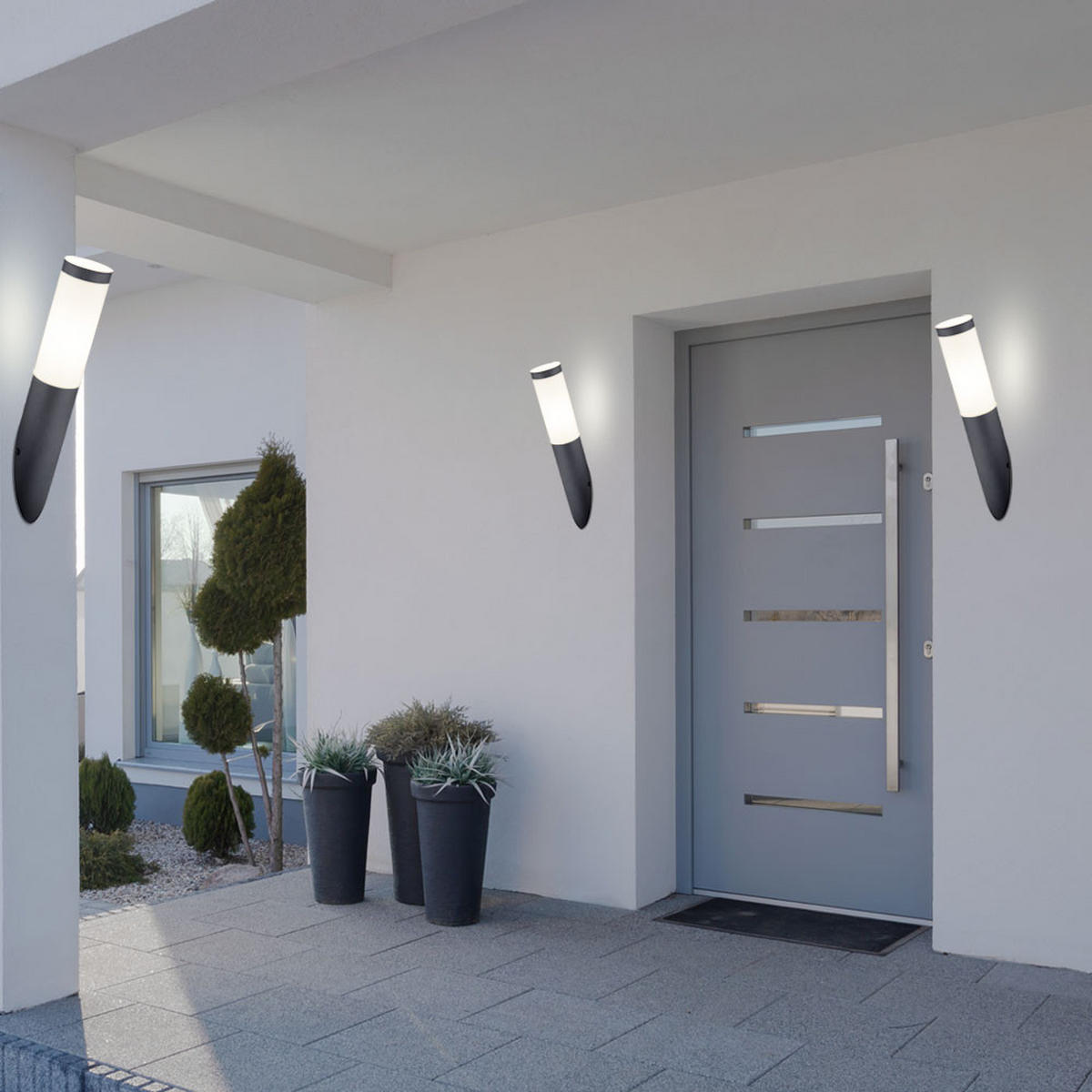 AUSSEN-WANDLEUCHTE BOSTON Edelstahl Anthrazit 2er Set - Anthrazit, Metall (7.6/39/17cm) - Globo Lighting