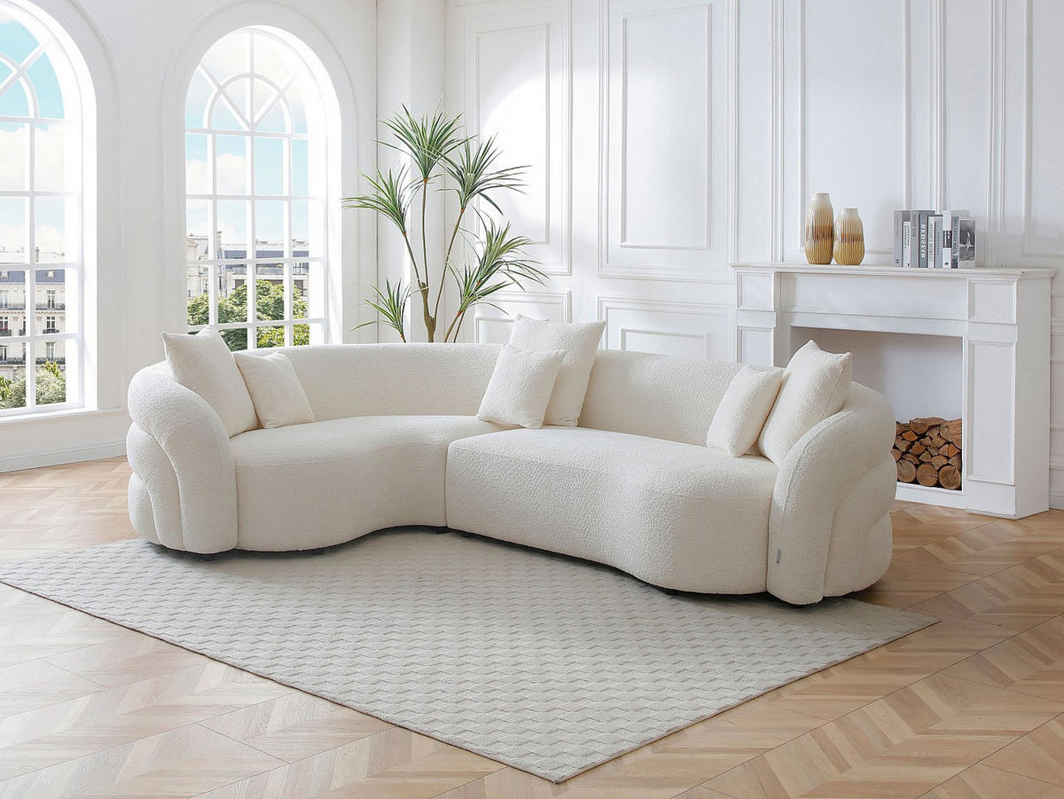 ECKSOFA links - Stoff - Weiß - LAPIOTA - Weiß, Textil (290/200cm) - Vente-Unique