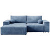 ECKSOFA Pablo Mini mit Schlaffunktion Himmelblau Cord - Blau, Textil (255/148cm) - Bromarkt