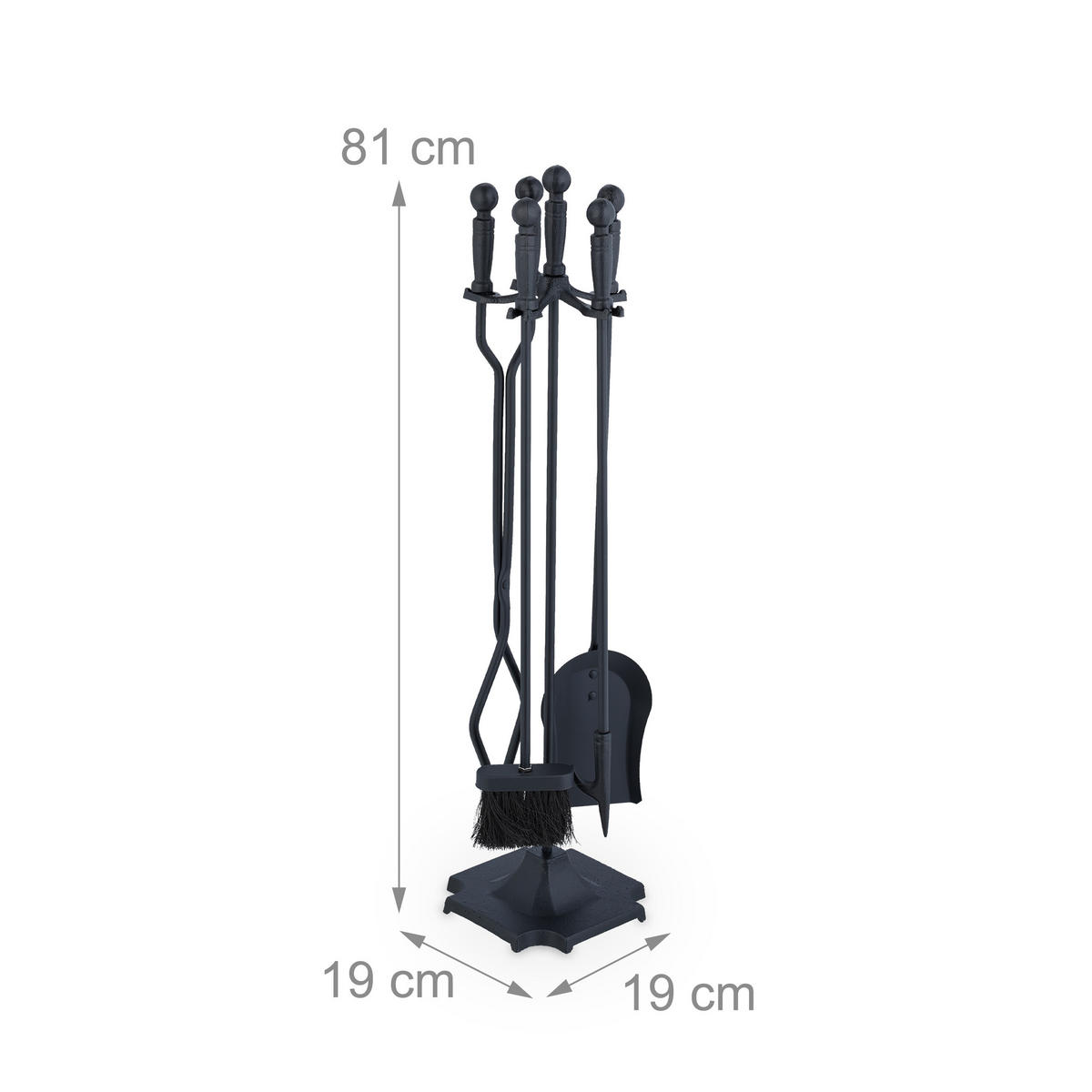 5-TLG.KAMINBESTECK-SET - Schwarz, Metall (19/81/19cm) - Relaxdays