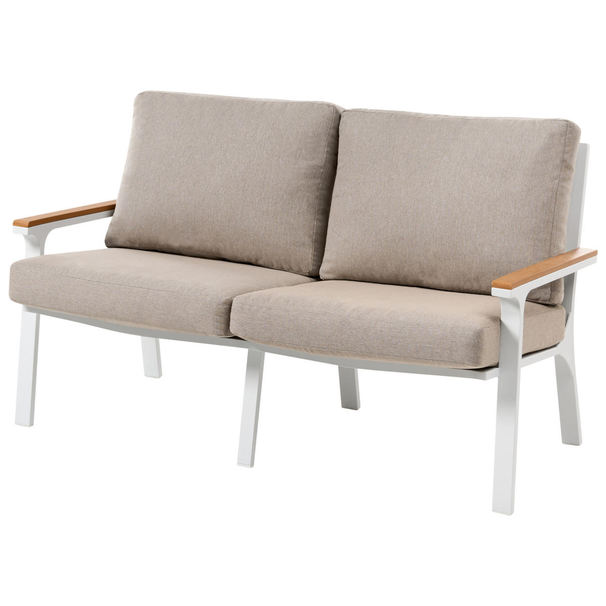 LOUNGE SADA se stolem 4-místná Taupe Orero - bílá/hnědá, kov - Beliani