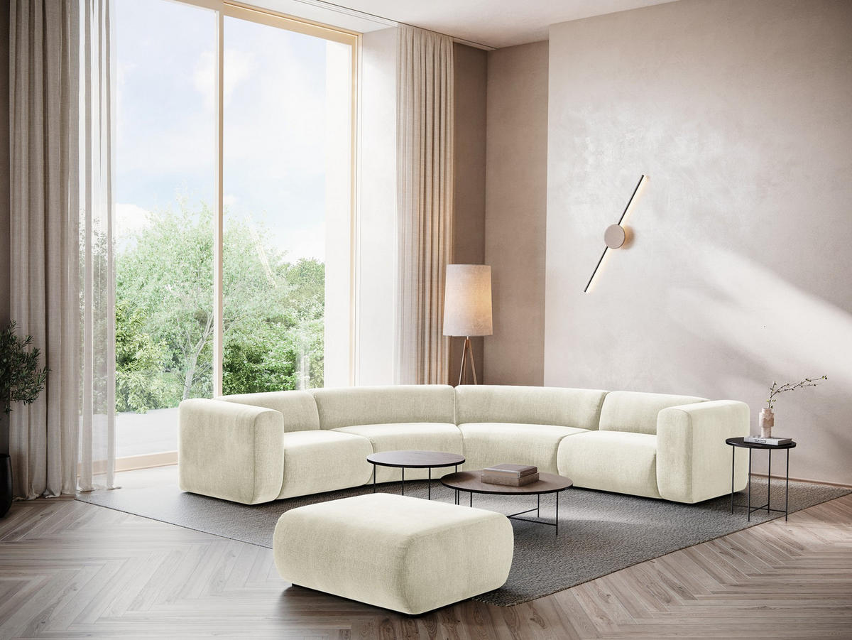 ECKSOFA Chenille Stoff Beige - Beige/Schwarz, Kunststoff/Textil (318/318cm) - Makamii