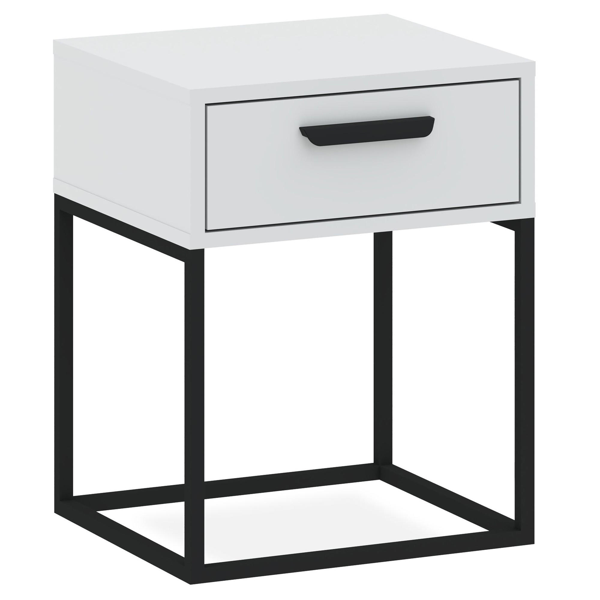 Konsimo® Nachttisch Weiß, Schwarz 40x52x39 cm
